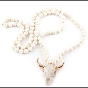 Boho Steer Skull Magnesite Necklace